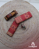 Beige + Red Copper Jari Super Semi Paat Set Mekhela Sador