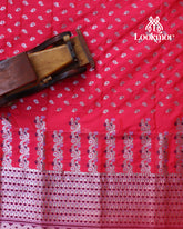 Pink Silver Jari Premium Semi paat Set Mekhela Sador