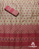 Beige + Red Copper Jari Super Semi Paat Set Mekhela Sador