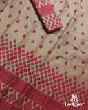 Beige + Red Copper Jari Super Semi Paat Set Mekhela Sador