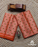 Orange Silver Jari Toss Paat Set Mekhela Sador