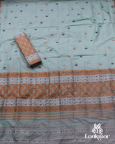Sky Blue Copper Jari Super Semi Paat Set Mekhela Sador