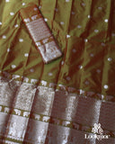Mehndi Silver Jari Super Semi Paat Set Mekhela Sador
