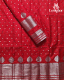 Red Super Semi Paat Set Mekhela Sador