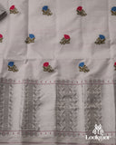 White Silver Jari Super Semi Paat Set Mekhela Sador