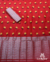 Red Silver Jari Premium Semi paat Set Mekhela Sador