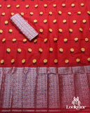 Red Silver Jari Premium Semi paat Set Mekhela Sador