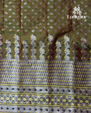 Green Silver Jari Premium Semi paat Set Mekhela Sador