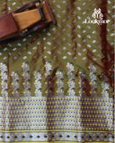 Green Silver Jari Premium Semi paat Set Mekhela Sador