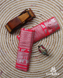 Red Pink Silver Jari Super Semi Paat Set Mekhela Sador