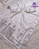 White Super Semi Paat Set Mekhela Sador