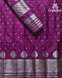 Red Purple Super Semi Paat Set Mekhela Sador