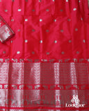 Red Pink Silver Jari Super Semi Paat Set Mekhela Sador