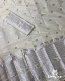 Light Yellow Silver Jari Super Semi Paat Set Mekhela Sador