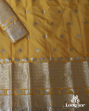 Yellow Silver Jari Super Semi Paat Set Mekhela Sador