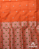 Orange Silver Jari Toss Paat Set Mekhela Sador