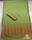 Light Green Copper Super Semi Paat Set Mekhela Sador