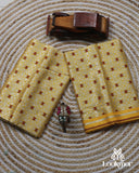 Yellow Silver Jari Toss Paat Set Mekhela Sador
