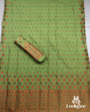 Light Green Copper Super Semi Paat Set Mekhela Sador