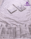 White Super Semi Paat Set Mekhela Sador