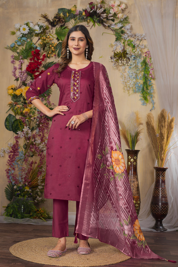 Gracefully Modern Straight Kurti Pant Dupatta Set – Cerise Pink | Elegant Summer Ethnic Wear D-110
