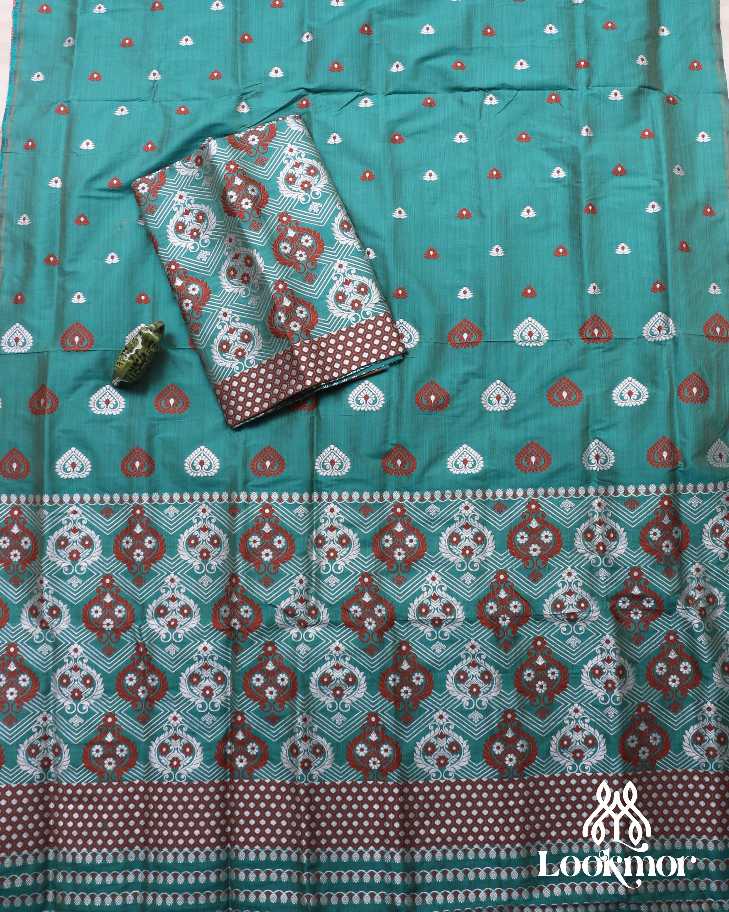Deep Blue-Green Premium Mix Paat Mekhela Sador –  Assamese Set