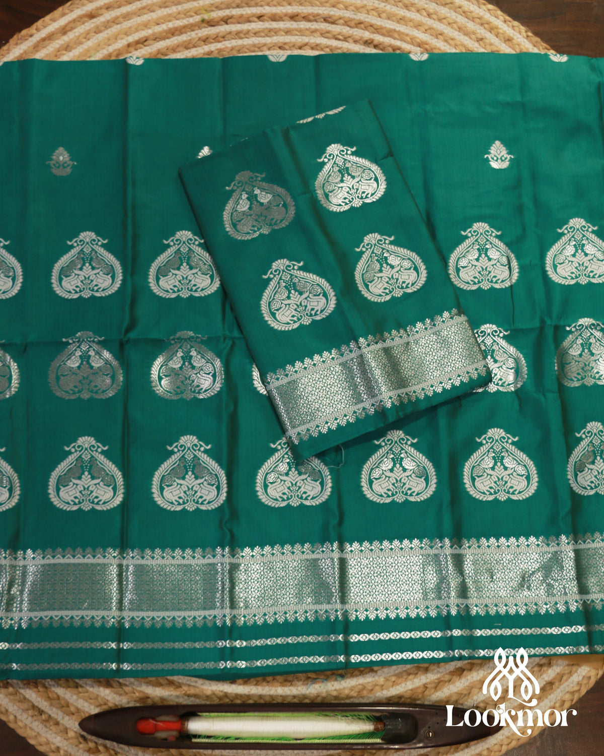 Chic Cyan Green Super Semi Pat Mekhela Sador with Subtle Shine and Grace