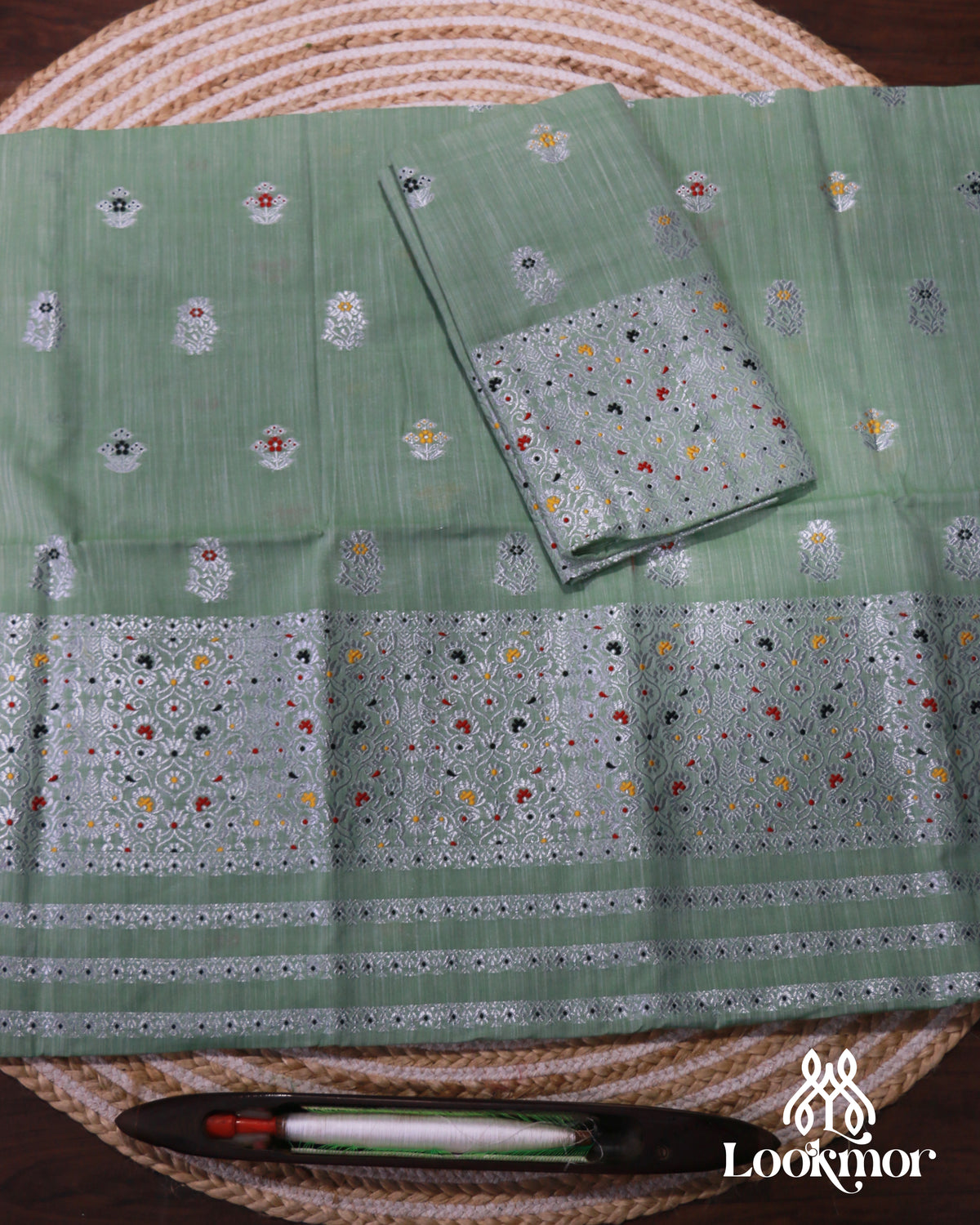 Green Cotton Kesapaat Mekhela Sador