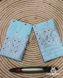 Elegant Blue Cotton Kesapaat Mekhela Sador in Floral Motif with Graceful Jura Pairing