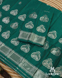 Chic Cyan Green Super Semi Pat Mekhela Sador with Subtle Shine and Grace