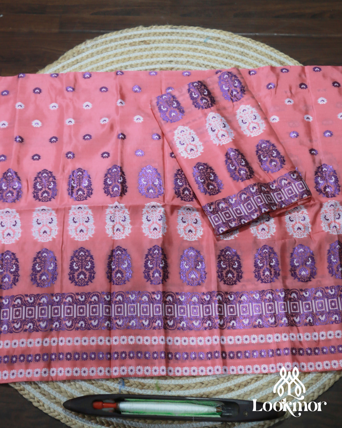 Soft Pink Semi Pat Mekhela Sador with Elegant Heritage Appeal