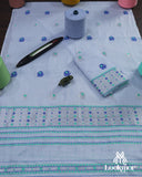 Elegant Light-Blue Cotton Kesapaat Set Mekhela Sador with Matching Jura