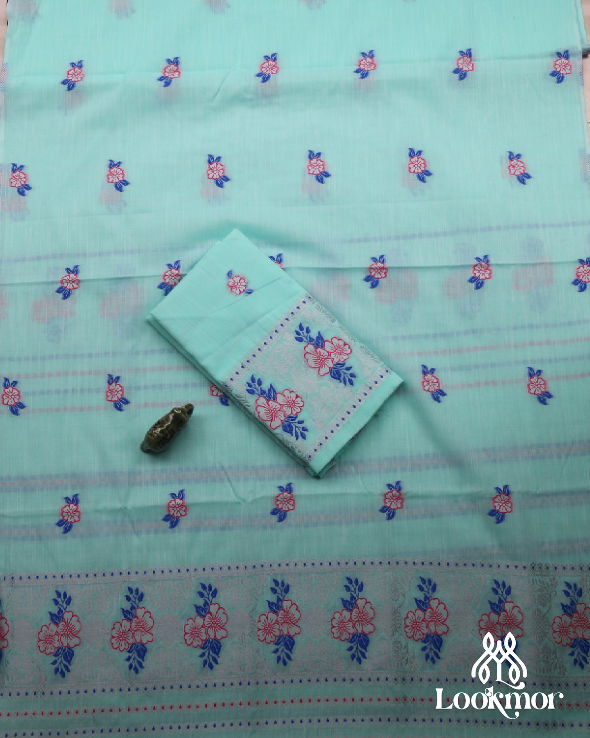 Sky Blue Kesapaat Paat Set Mekhela Sador