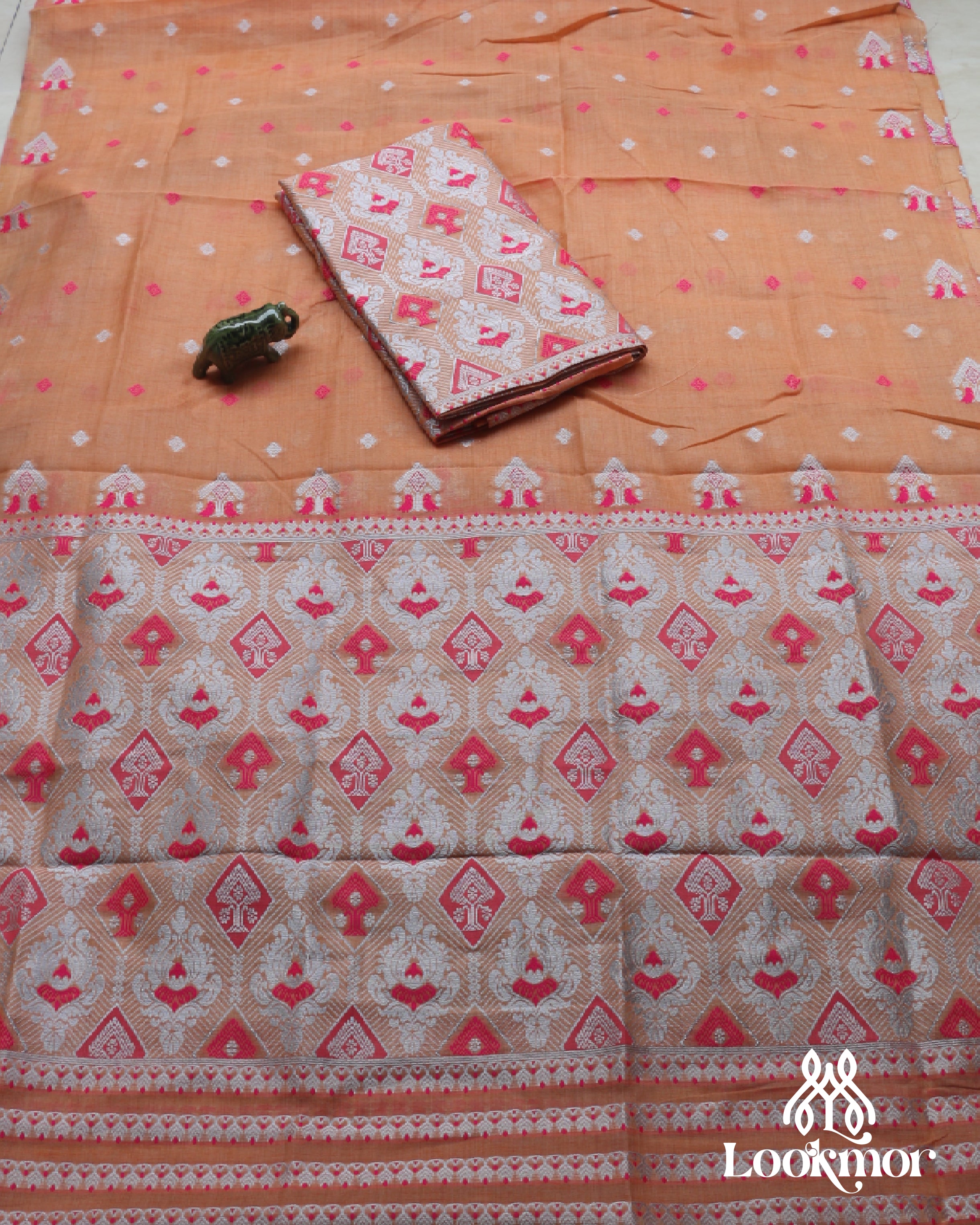 Orange Toss Paat Set Mekhela Sador
