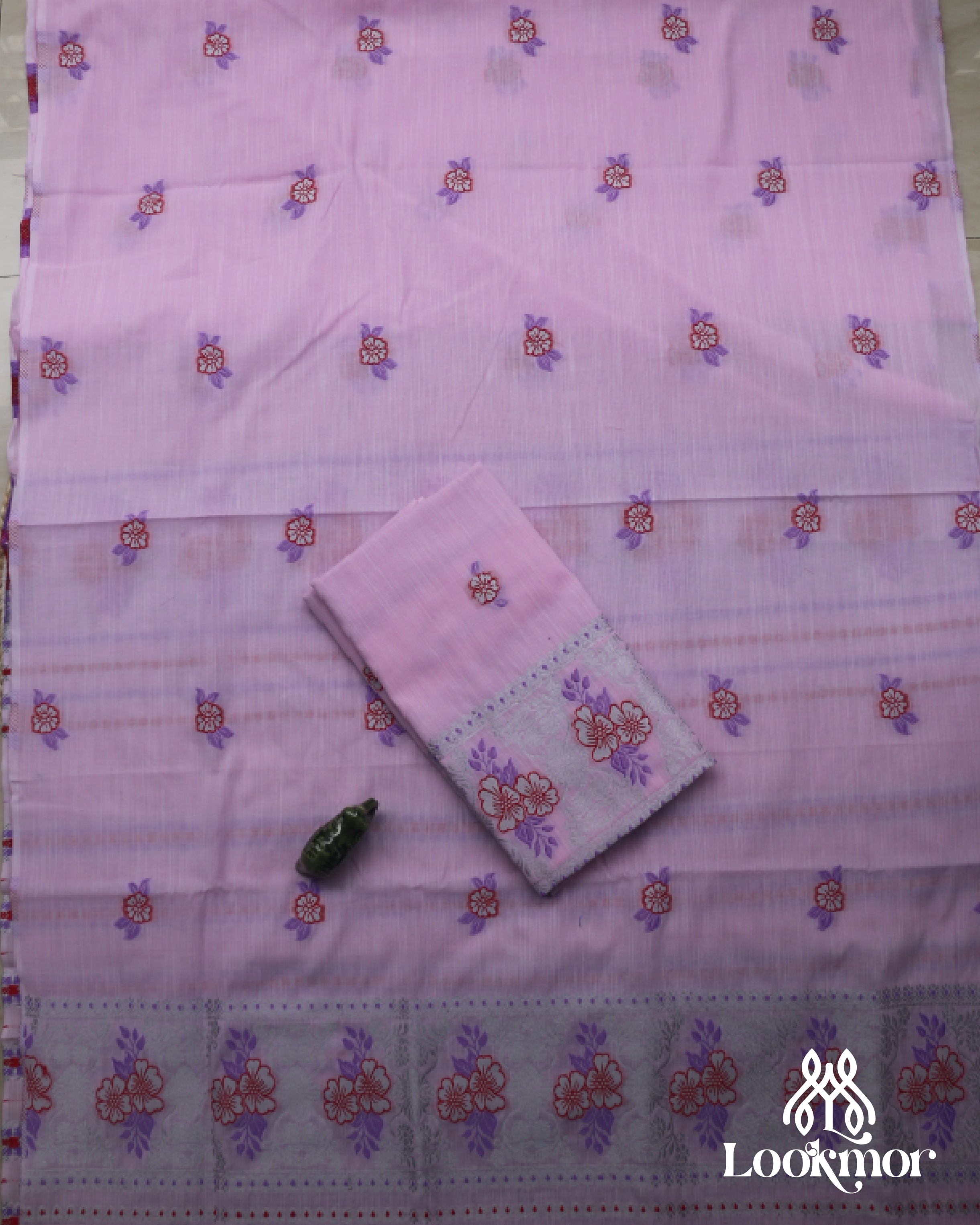 Light Pink Kesapaat Paat Set Mekhela Sador