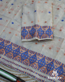 White Soft Charm Toss Paat Set Mekhela Sador