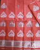 Vibrant Orange Super Semi Pat Mekhela Sador for Festive Occasions