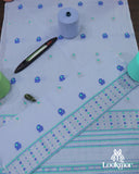 Elegant Light-Blue Cotton Kesapaat Set Mekhela Sador with Matching Jura