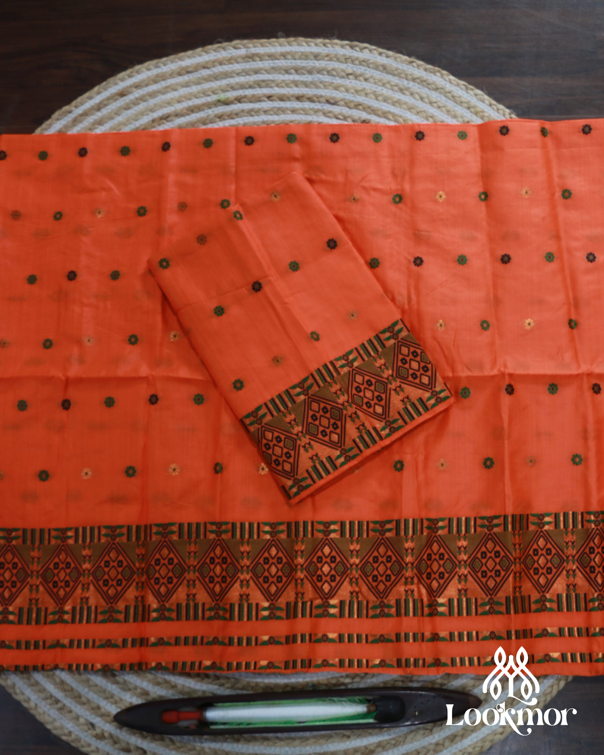 Orange Royal Toss Paat Set Mekhela Sador