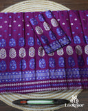 Opulent Dark Purple Semi Pat Mekhela Sador with Regal Elegance