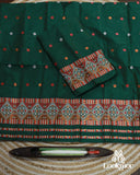 Royal Dark Green Elegant Toss Paat Set Mekhela Sador