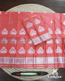 Vibrant Orange Super Semi Pat Mekhela Sador for Festive Occasions