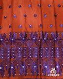 Vibrant Orange Semi Pat Mekhela Sador with Festive Elegance