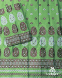 Fresh Light Green Semi Pat Mekhela Sador with Subtle Sophistication