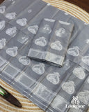 Sophisticated Grey Super Semi Pat Mekhela Sador for a Timeless Look