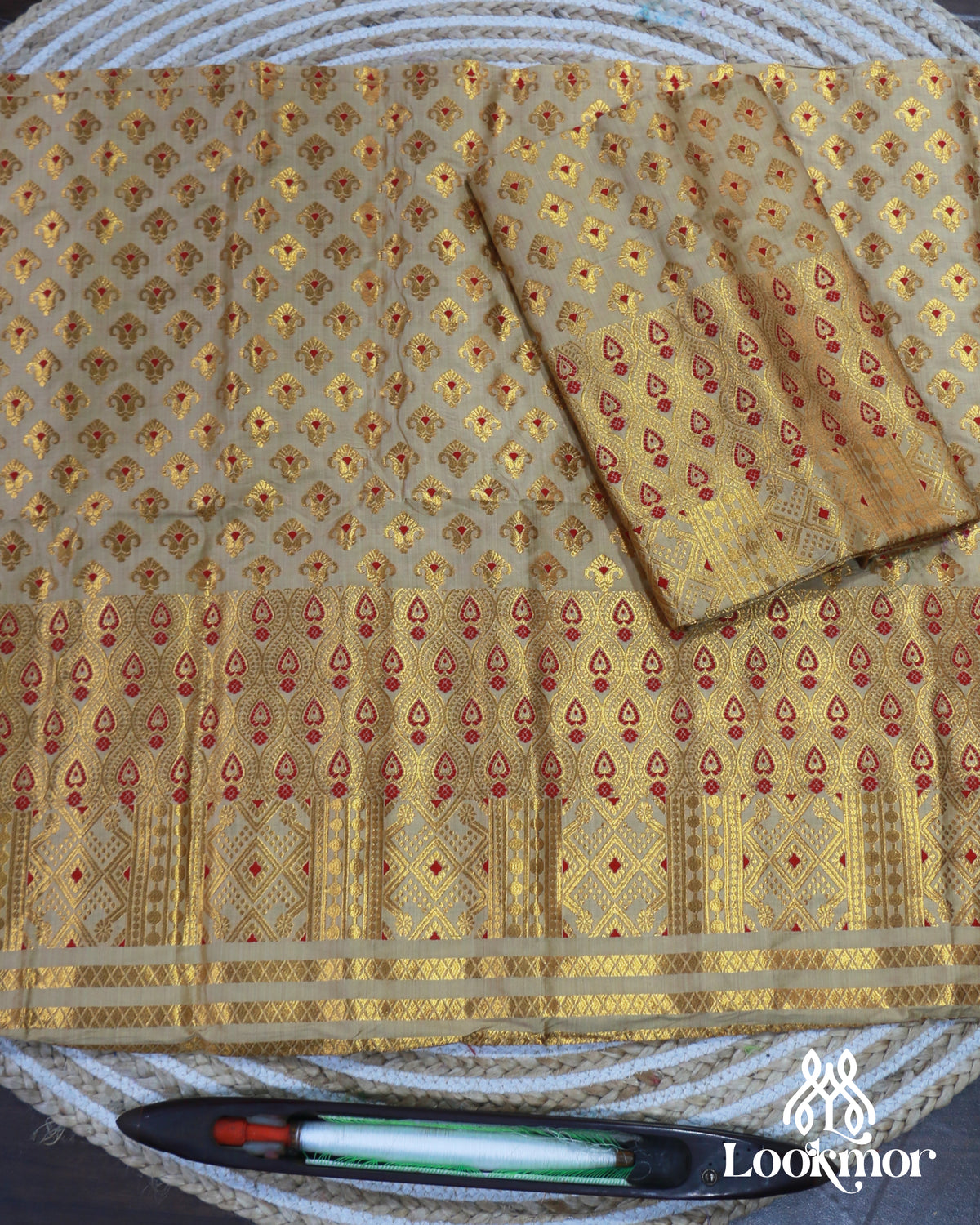 Muga Premium Heavy Set Golden Jari Super Semi Paat Set Mekhela Sador