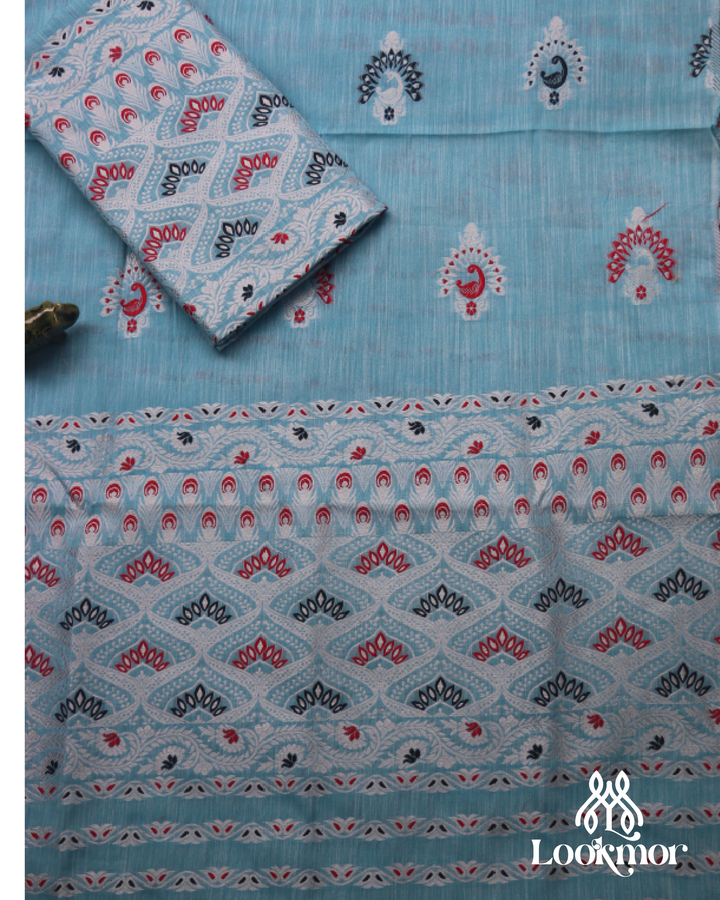 Sky Blue Kesapaat Paat Set Mekhela Sador