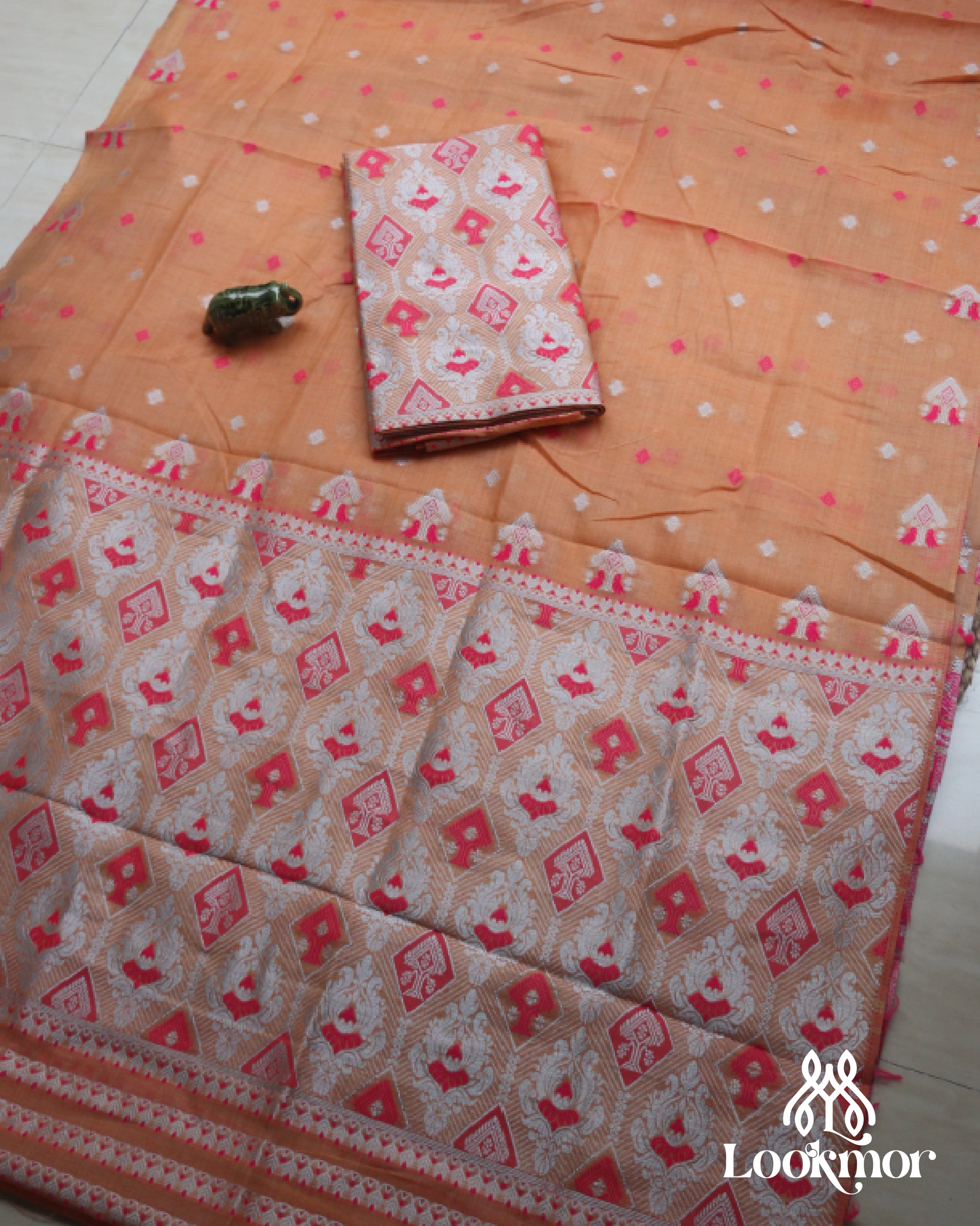 Orange Toss Paat Set Mekhela Sador