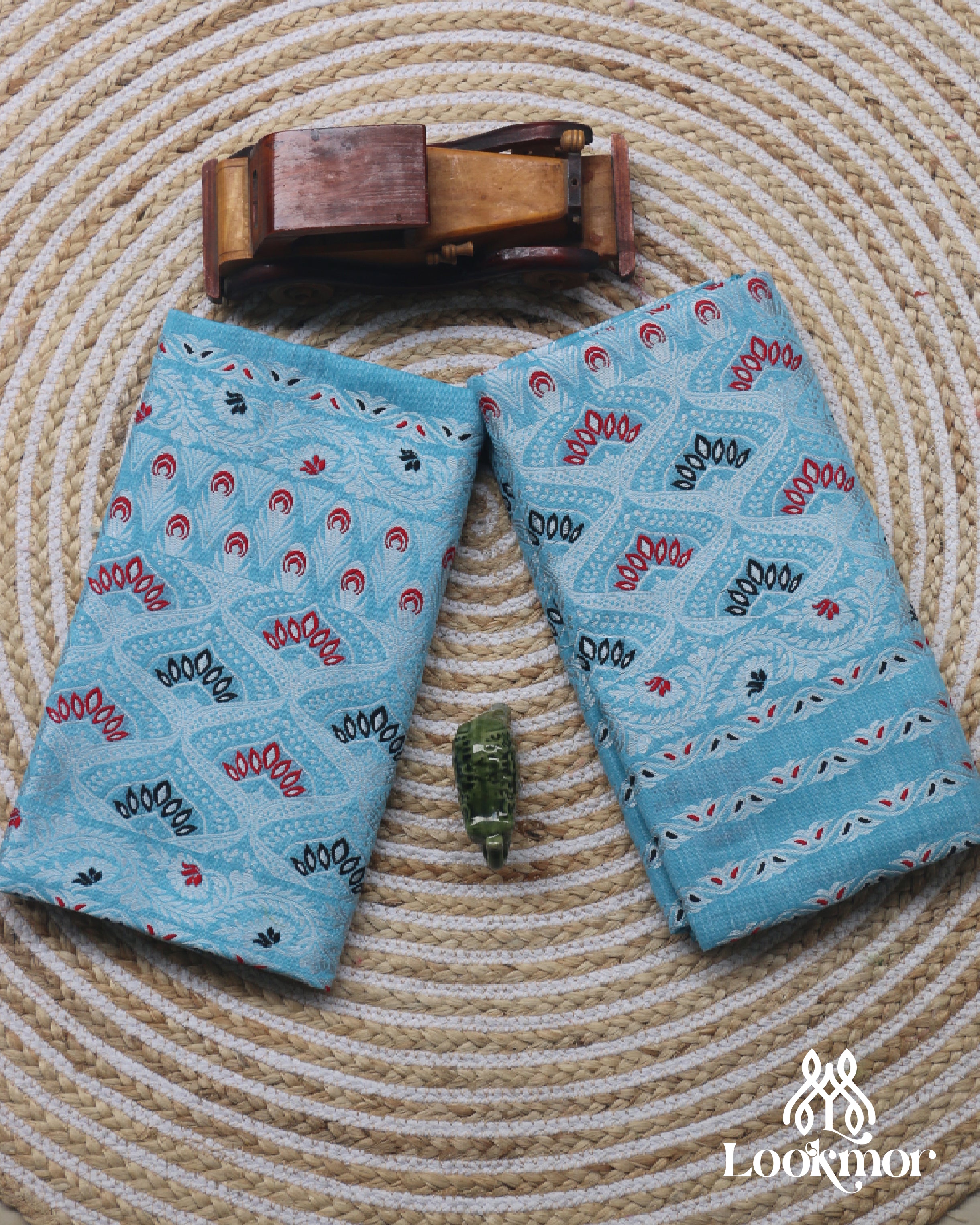 Sky Blue Kesapaat Paat Set Mekhela Sador