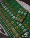 Lush Green Semi Pat Mekhela Sador with Cultural Charm